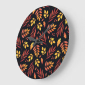 カラフル紅葉の水彩パターン ラージ壁時計 (傾斜)