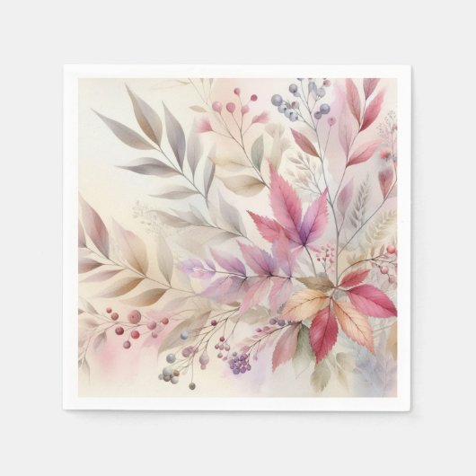 カラフル紅葉の水色パステルカラー スタンダードカクテルナプキン (正面)