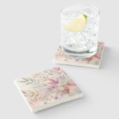 カラフル紅葉の水色パステルカラー ストーンコースター (横)