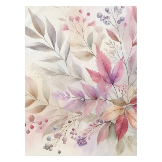 カラフル紅葉の水色パステルカラー テーブルクロス (正面)