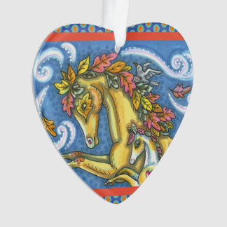 カラフル紅葉オンお洒落ホース&子馬 オーナメント