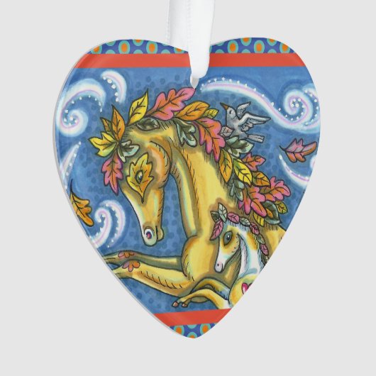 カラフル紅葉オンお洒落ホース&子馬 オーナメント (正面)