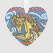 カラフル紅葉オンお洒落ホース&子馬 オーナメント (裏面)