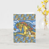 カラフル紅葉オンお洒落ホース&子馬 カード (黄色い花)