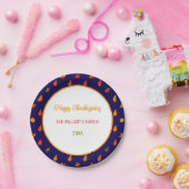 カラフル紅葉パターン感謝祭パーティー ペーパープレート (パーティー)