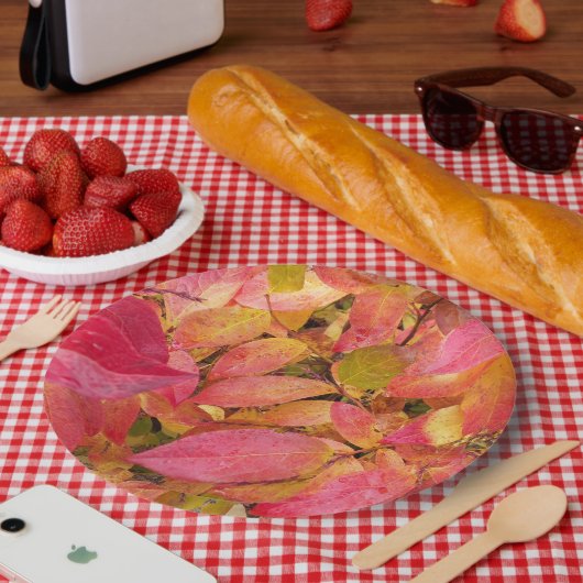 カラフル紅葉フローラ ペーパープレート (ピクニック)