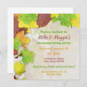 カラフル紅葉印刷可能引っ越し祝いパーティー 招待状 (正面/裏面)