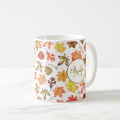 カラフル紅葉大好き秋 パーソナライズされた コーヒーマグカップ (正面右)