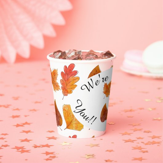 カラフル紅葉葉お祝い飲料 紙コップ (インサイチュ)