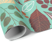 カラフル紅葉葉のパターン ラッピングペーパー (ロールコーナー)