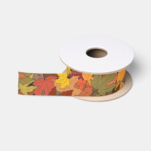 カラフル紅葉 サテンリボン (リール)