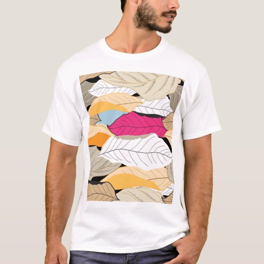 カラフル紅葉、シームレスなパターン。 Tシャツ (正面)
