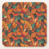 カラフル紅葉 スクエアペーパーコースター (正面)