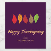 カラフル紅葉、感謝祭パーソナライズされた ワインラベル (シングルラベル)