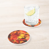 カラフル紅葉、金ゴールド赤オレンジ色のカエデの葉 コースター (側面)