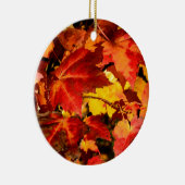 カラフル紅葉、金ゴールド赤オレンジ色のカエデの葉 セラミックオーナメント (右)