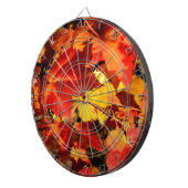 カラフル紅葉、金ゴールド赤オレンジ色のカエデの葉 ダーツボード (正面右)