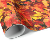 カラフル紅葉、金ゴールド赤オレンジ色のカエデの葉 ラッピングペーパー (ロールコーナー)