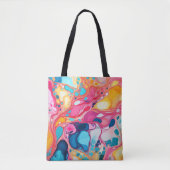 カラフル紋様の絵を描デザイン トートバッグ (正面)