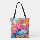 カラフル紋様の絵を描デザイン トートバッグ (裏面)