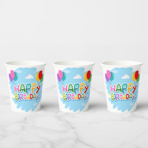 カラフル紙おもしろい用誕生日カップ 紙コップ