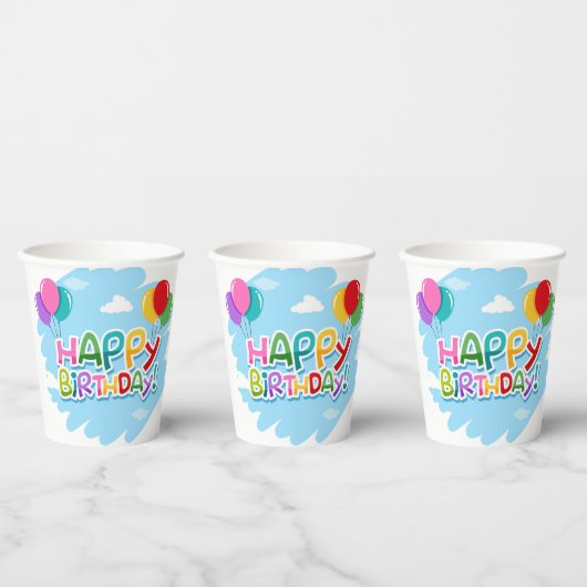 カラフル紙おもしろい用誕生日カップ 紙コップ (複数)