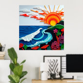 カラフル紙のクイリング作品 ポスター (ホームオフィス)