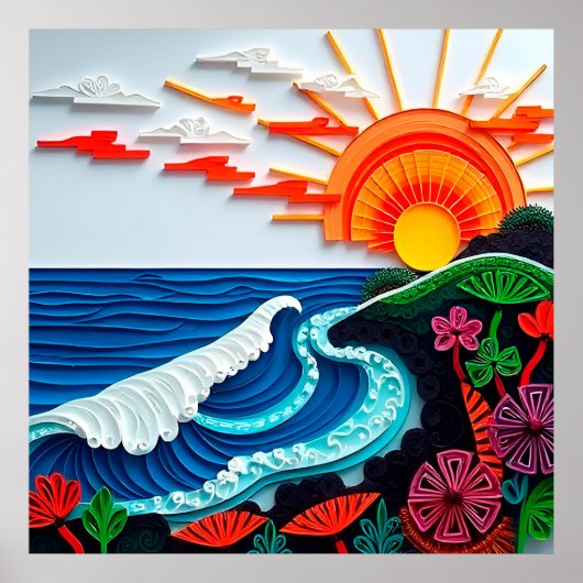 カラフル紙のクイリング作品 ポスター (正面)