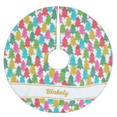 カラフル紙ツリーパーソナライズされたクリスマスブリュッシュ ブラッシュドポリエステルツリースカート (正面)