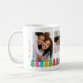 カラフル紙ツリー3写真クリスマス コーヒーマグカップ (左)