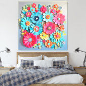 カラフル紙フローラ キャンバスプリント (インサイチュ (寝室))
