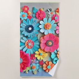 カラフル紙フローラ ビーチタオル