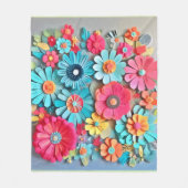 カラフル紙フローラ フリースブランケット (正面)