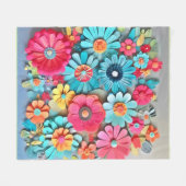 カラフル紙フローラ フリースブランケット (正面(横))