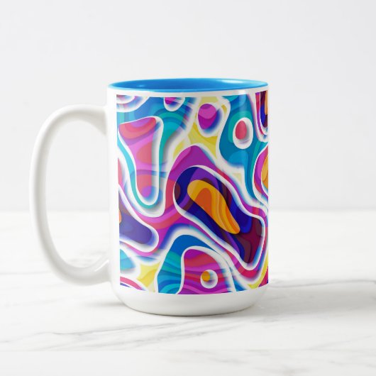 カラフル紙切り出し抽象芸術パターン ツートーンマグカップ (左)