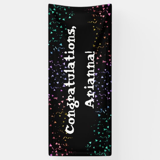 カラフル紙吹雪おめでとうはっきりした 横断幕 (縦)
