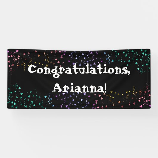 カラフル紙吹雪おめでとうはっきりした 横断幕 (横)