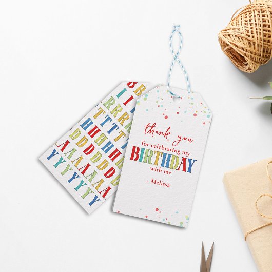 カラフル紙吹雪お洒落書道ありがとう ギフトタグ