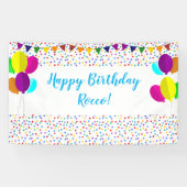 カラフル紙吹雪とバルーンのハッピーバースデー 横断幕 (横)