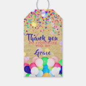 カラフル紙吹雪とバルーン誕生日ありがとう ギフトタグ (正面)
