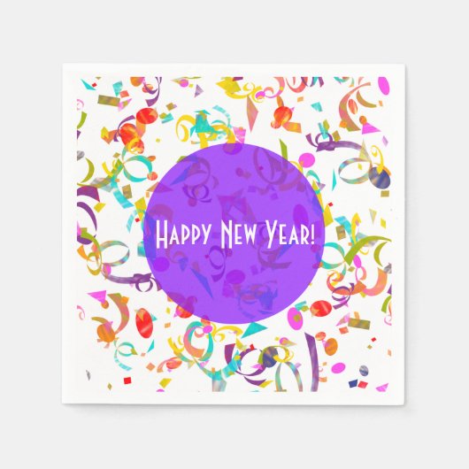 カラフル紙吹雪アートすべての行事パープルテンプレート スタンダードカクテルナプキン (正面)