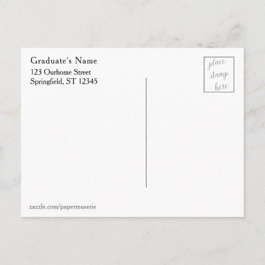 カラフル紙吹雪グラフィック卒業保存日付 案内ポストカード (裏面)