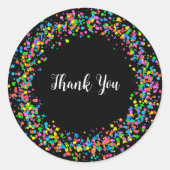 カラフル紙吹雪グラフィック感謝ステッカーラベル ラウンドシール (正面)