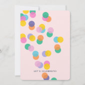 カラフル紙吹雪シャワーピンク女子誕生日 招待状 (正面)