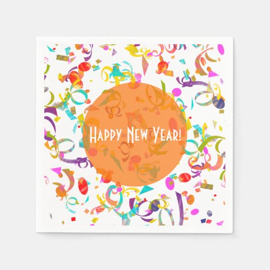 カラフル紙吹雪トスのアートワーク スタンダードカクテルナプキン (正面)
