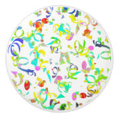 カラフル紙吹雪トスのアートワーク セラミックノブ (正面)