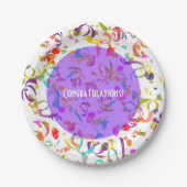 カラフル紙吹雪トスのアートワーク ペーパープレート (正面)