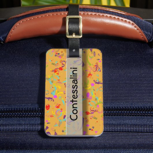 カラフル紙吹雪トス抽象芸術名前をカスタムする ラゲッジタグ (正面インサイチュ2)