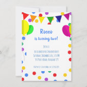 カラフル紙吹雪ドット2nd誕生日パーティーキッズ 招待状 (裏面)