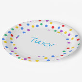 カラフル紙吹雪ドット2nd誕生日パーティー ペーパープレート (アングル)